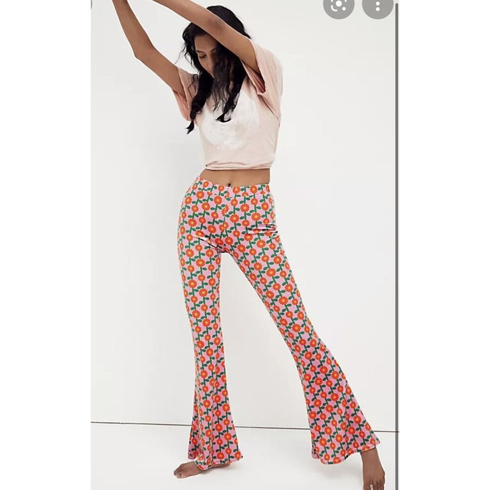 New Free People Daisy Chain Flare Pants by Flare Street $198 SMALL/Medium Velvet